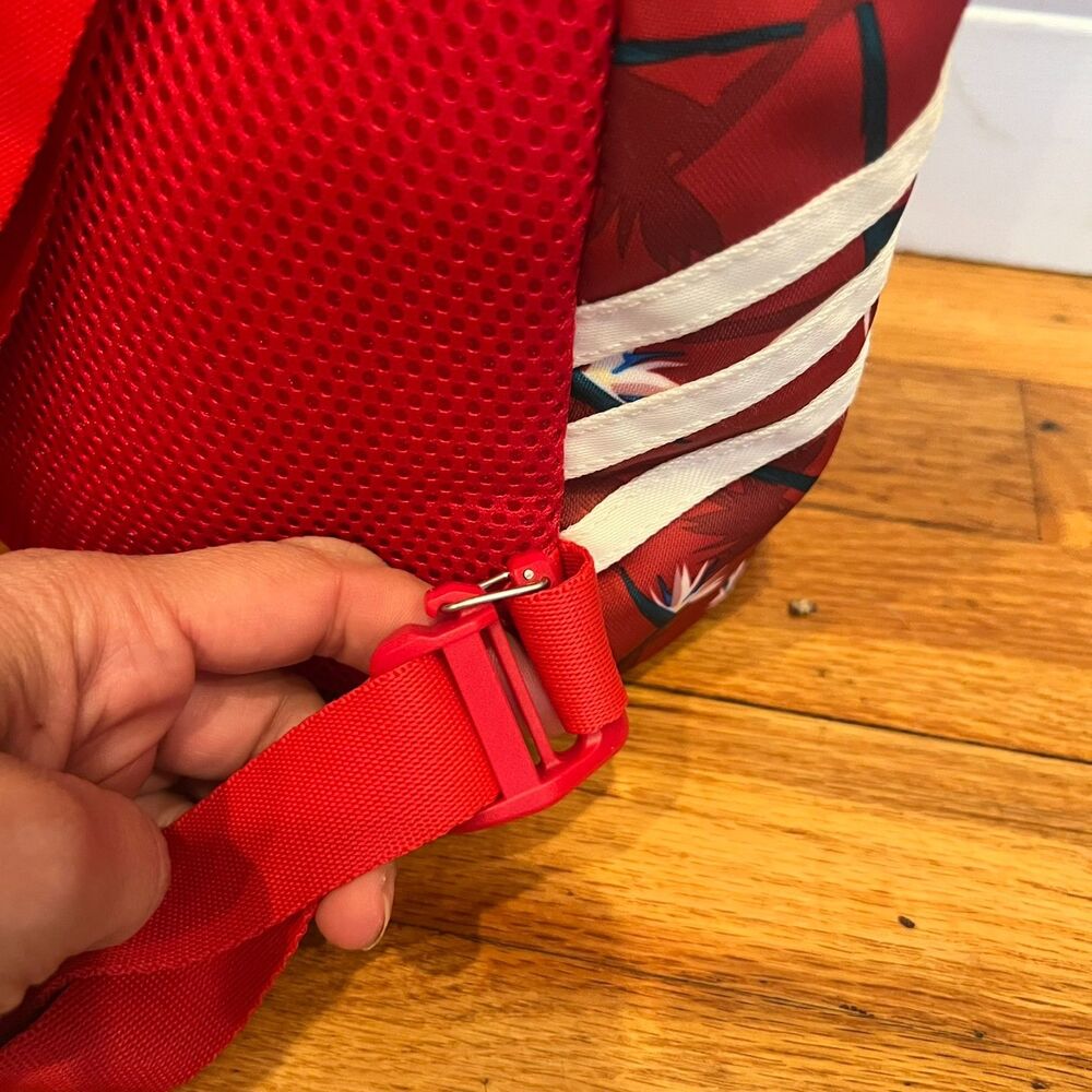adidas Originals Mini Bucket Backpack - Red Bird of Paradise Floral Trefoil Bag - Picture 7 of 7